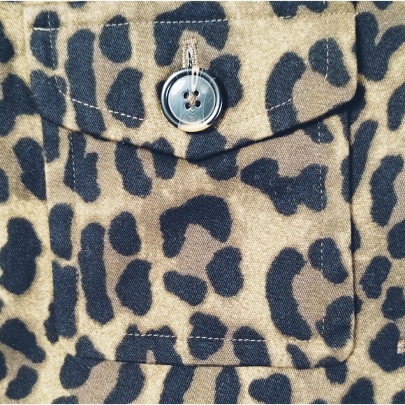 Trench Jacke Size M Pockets Belt Lined Animal Print Leopard A Line Old Money Mob - Picture 7 of 12